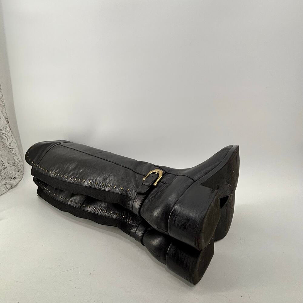 Sam Edelman Black Knee High Rider Boots Size 8.5 Leather Studded - Picture 7 of 14